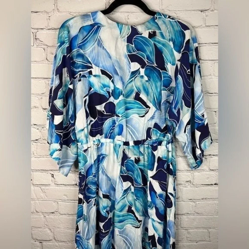 Pietro Brunelli Verbena Maternity Maxi Dress Short Slit Sleeve Blue White Floral
